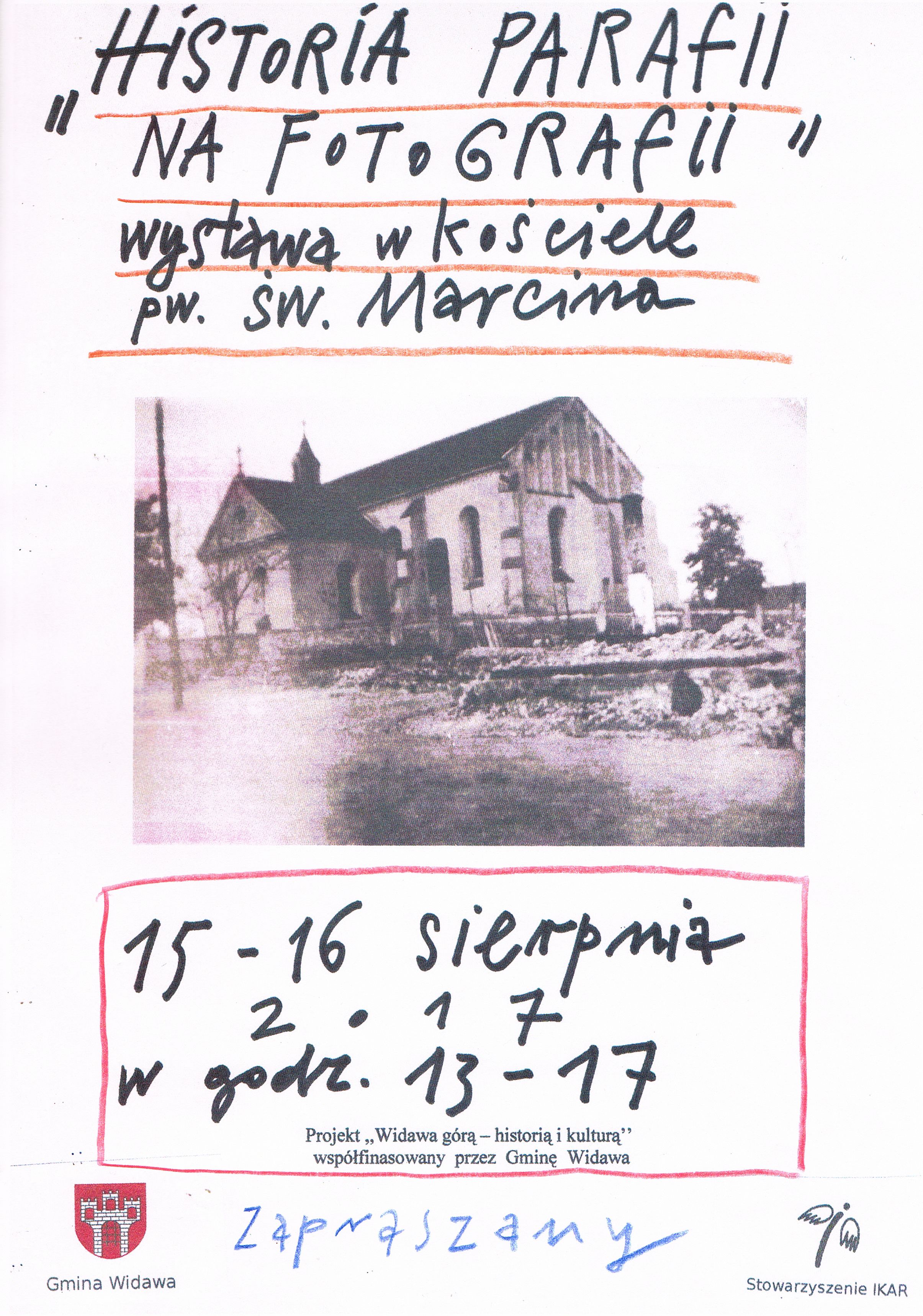 Plakat zaproszenia na wystawę "Historia parafii na fotografii"